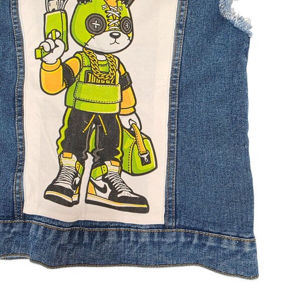 One-Of-A-Kind Custom Forever 21 Distressed Denim Vest Sz S - Picture 4 of 16